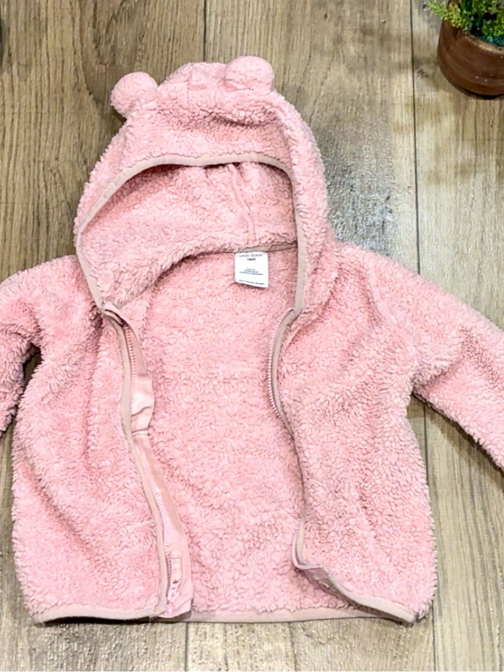 okie dokie Pink Sherpa Hoodie with Ear Details
